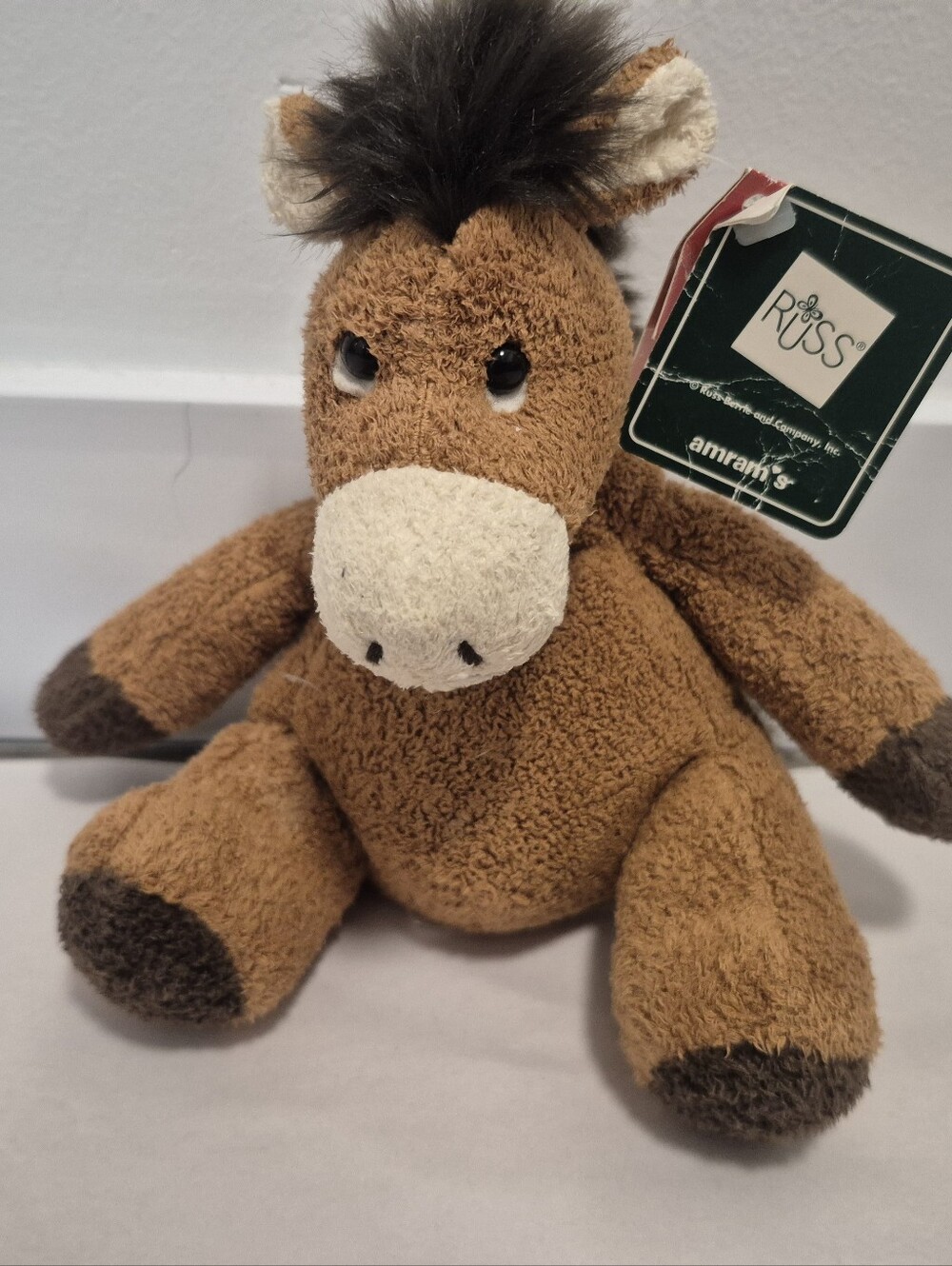 Russ Brown and Cream Plush Donkey Stuffed Animal Dum Dum
